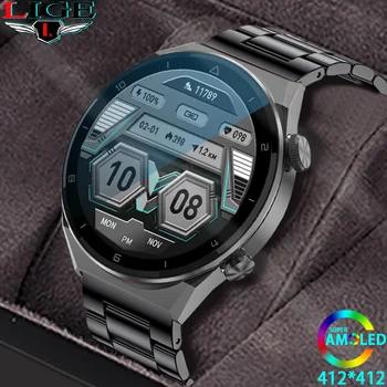 LIGE AMOLED 412*412 HD Pametni Sat NFC Gospodo Pametni Sat Bežični Punjač Digitalni Sat Novi Bluetooth-Sat Za Android i iOS