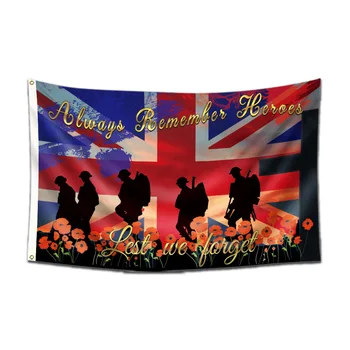 3x5 metara Da nismo Zaboravili Zastava Dana sjećanja veterana Uvijek Zapamtite Likove Daisy Britanski Križ Banner Dana Memorije