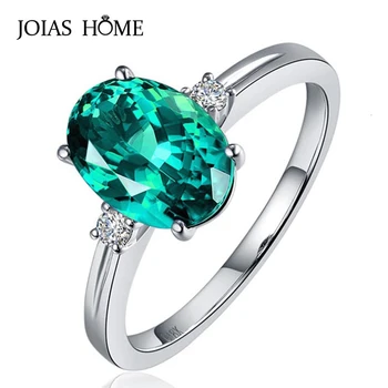 JoiasHome klasični Safir Prsten Srebro 925 sterling s ovalnim zelena/ružičasta/plava dragi kamen, podesive veličine, luksuzni srebrni nakit, poklon za žene