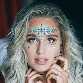 1 list Lice Nakit Rhinestones Ljepilo Crystal Lice Dragulji Ljepota Tijela Glitter Tattoo Umjetnost Obrva Lice Ukrase Za Tijelo
