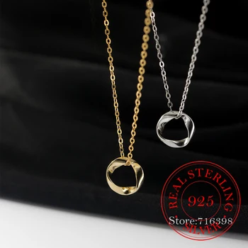 Korejski 925 Sterling Srebra Klasični Krug Ogrlica Ogrlica Privjesak za Žene 14 Do Zlatne Ogrlice Vjenčanje College Nakit Poklon